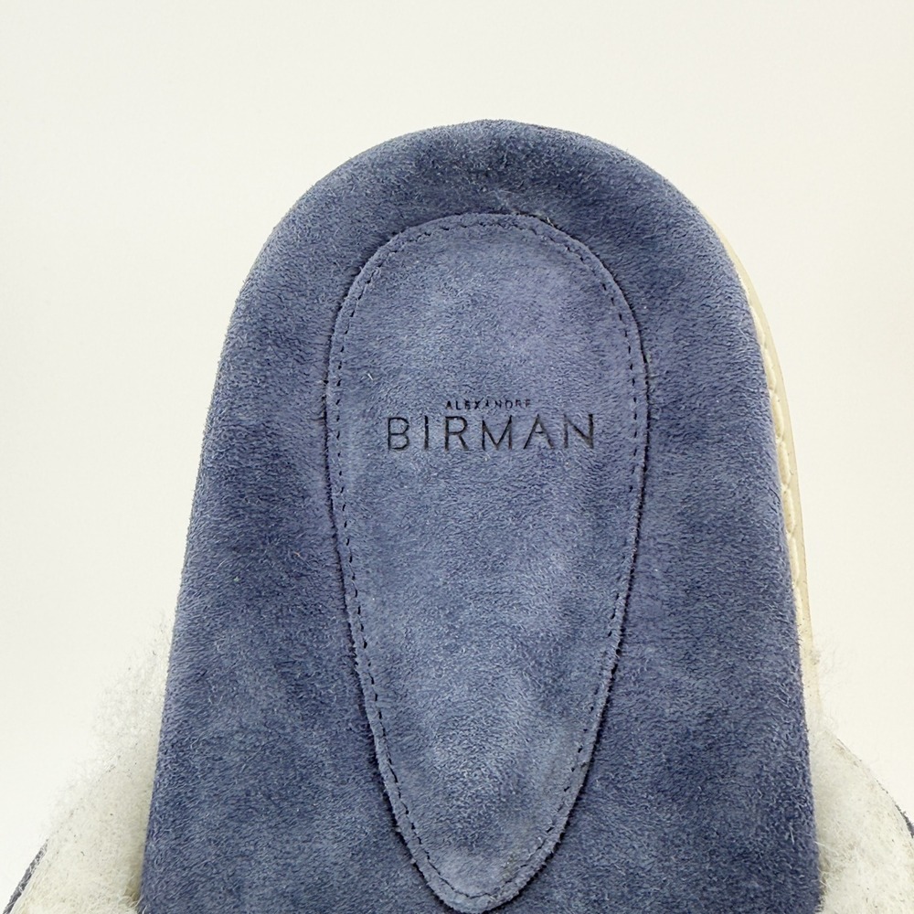 Alexandre Birman Lolita Shearling Lined Slide Sandals Blue Suede Designer NEW - Picture 6 of 16
